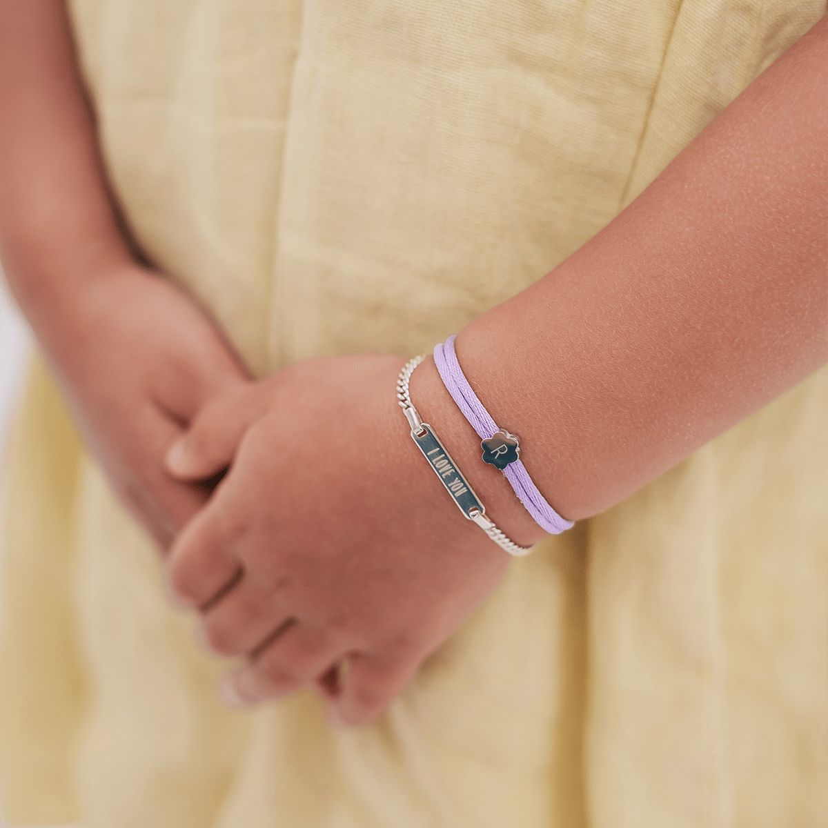 Kids Initial Bloom Cord Bracelet