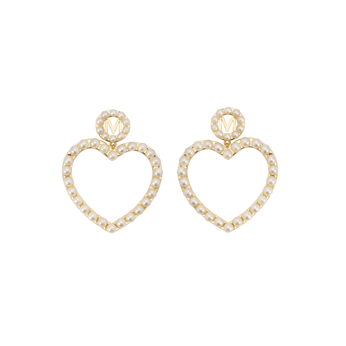 Pearl initial Heart Earrings
