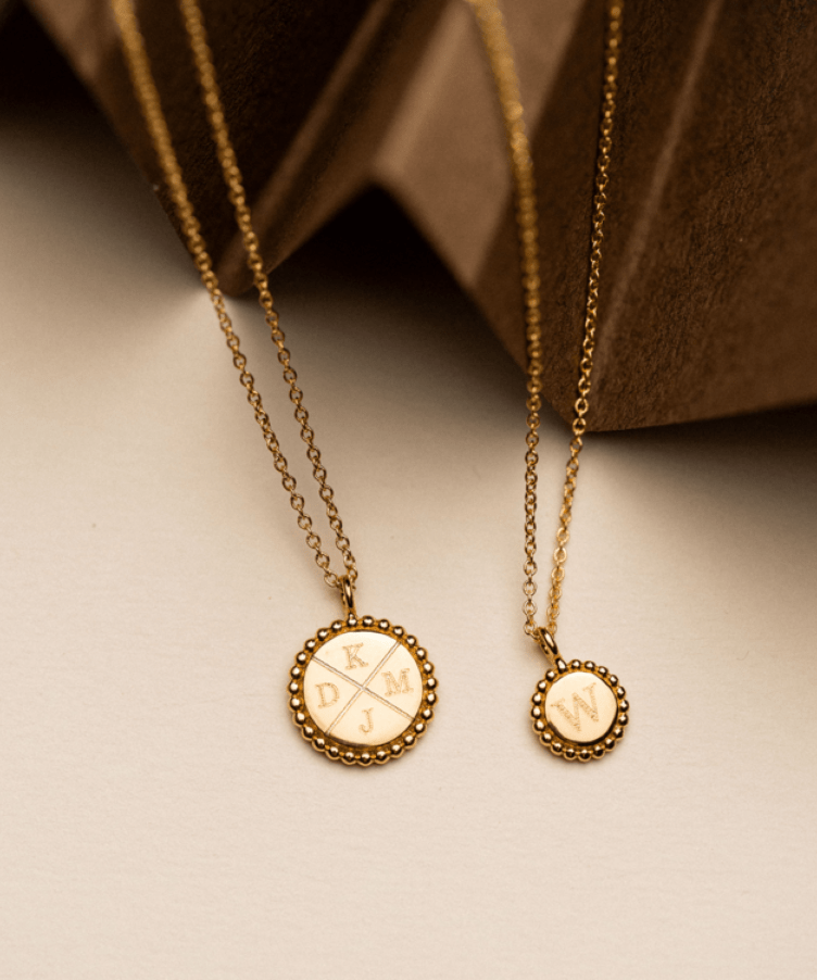 Bubble Initial Coin Necklace