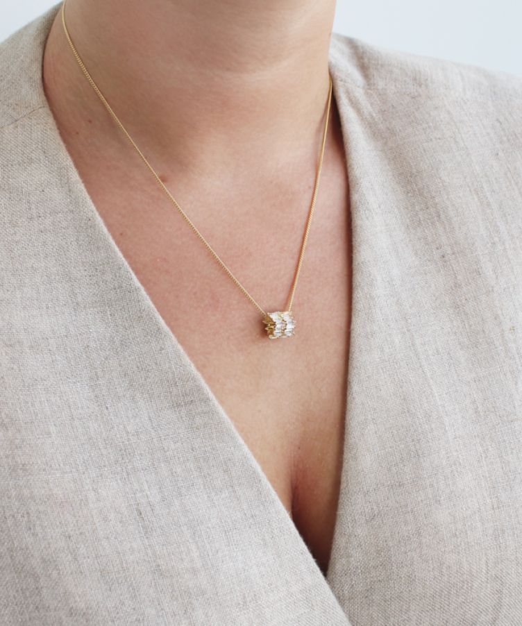 Baguette Brilliant Disc Necklace