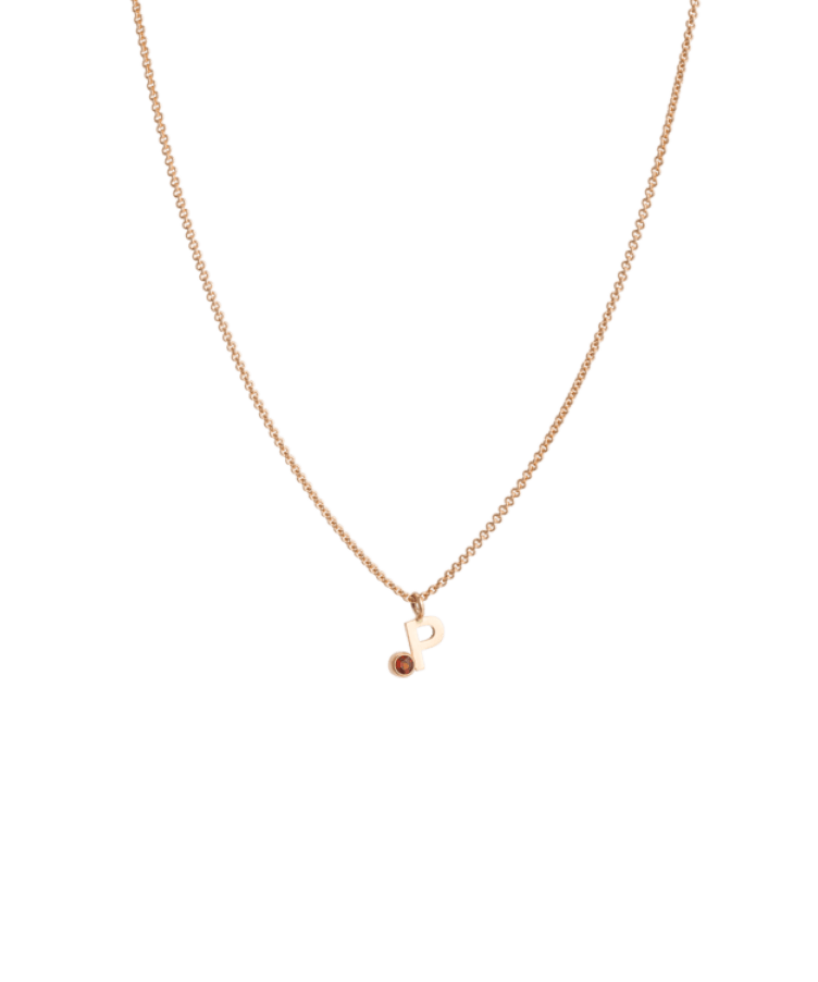 Single Letter + Birthstone Necklace