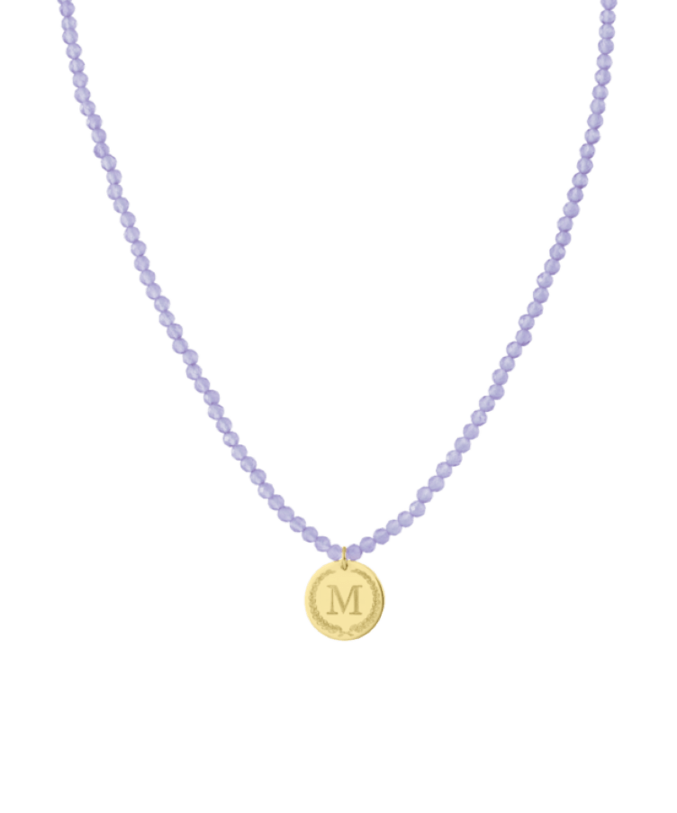 initial coin necklace goud